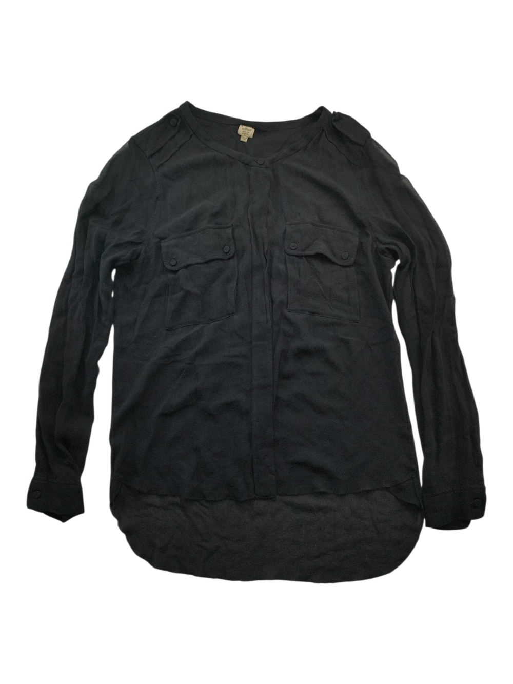 Wilfred Women's M Black 100% Silk Sheer Utility Blouse Top Layering